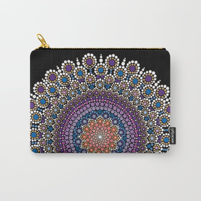 Purple, Blue and Orange Flowering Mandala Carry-All Pouch