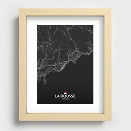 La Rousse, Monaco - Dark City Map Recessed Framed Print