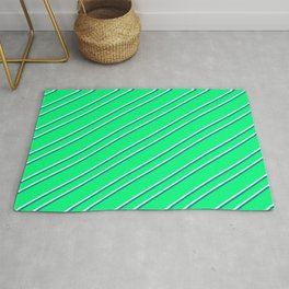 [ Thumbnail: Green, Light Cyan, and Teal Colored Striped/Lined Pattern Rug ]
