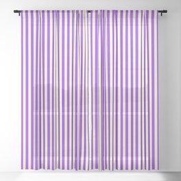 [ Thumbnail: Purple and Light Yellow Colored Striped Pattern Sheer Curtain ]