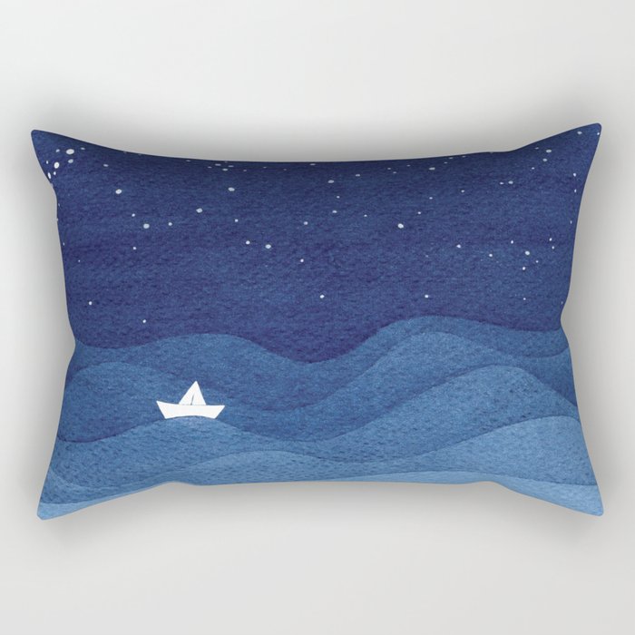 blue ocean waves, sailboat ocean stars Rectangular Pillow