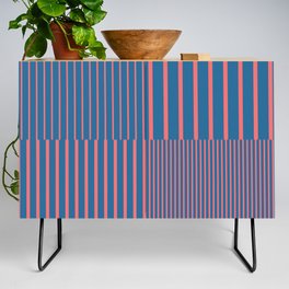 Stripes Pattern and Lines 7 in Coral Blue Credenza