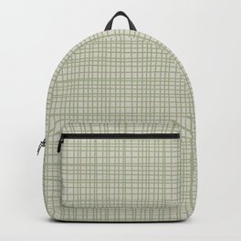 Fine Weave Retro Mid Century Modern Minimalist Woven Line Pattern in Sage and Beige Backpack