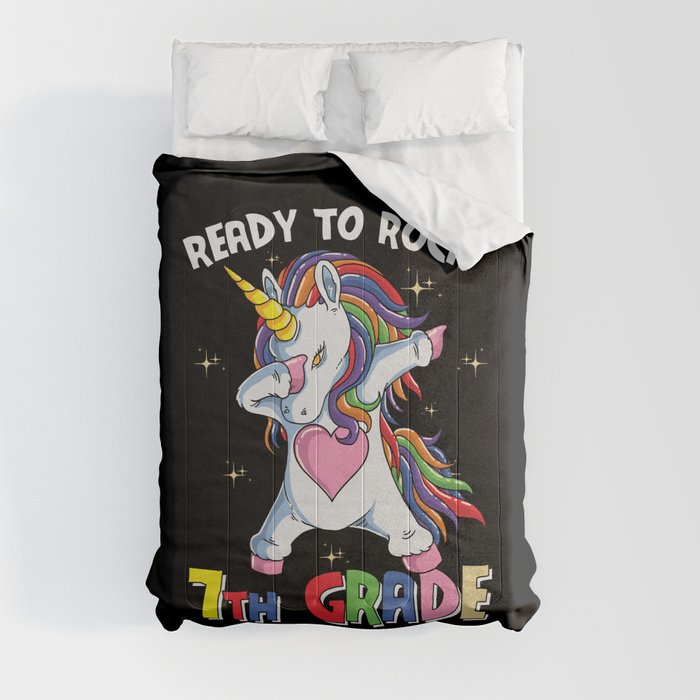 Ready To Rock 7th Grade Dabbing Unicorn Comforter