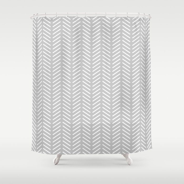 Classic Herringbone Pattern (white/gray) Shower Curtain