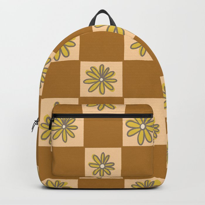 Garden Grid - Gold & Peach Backpack