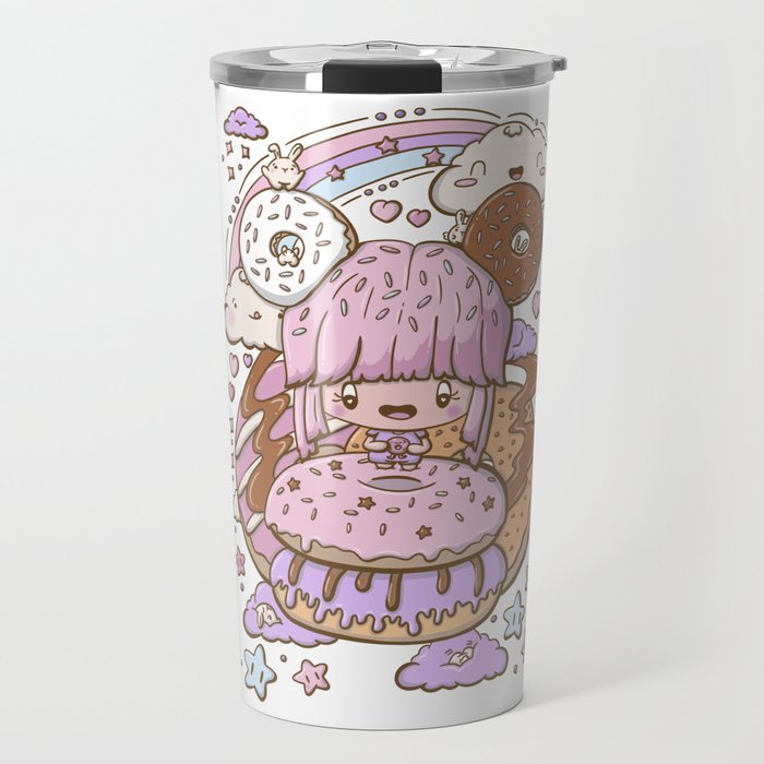 Cute doughnut girl kawaii style Travel Mug