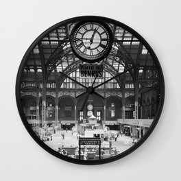 Penn Station 370 Seventh Avenue Train Station Concourse New York black and white photography - photo Wall Clock