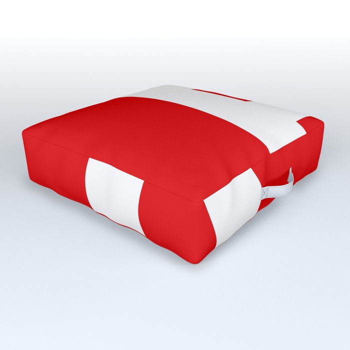 Letter R (White & Red) Outdoor Floor Cushion