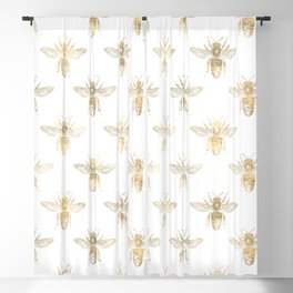 Gold Bee Pattern Blackout Curtain