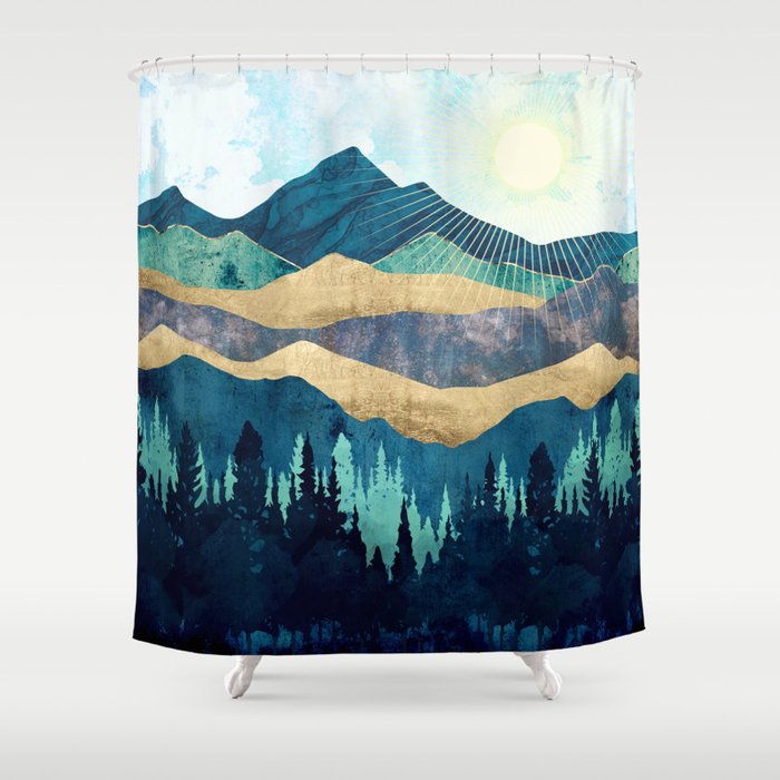 Blue Forest Shower Curtain By, Forest Shower Curtain