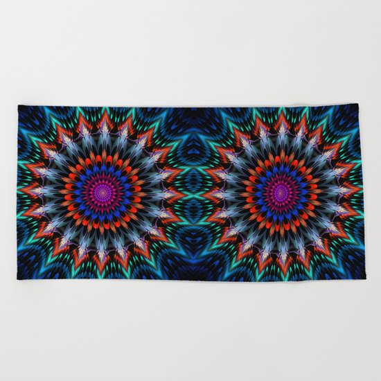Full Bloom, multi-color design Beach Towel