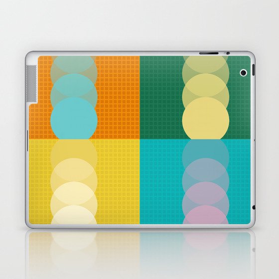 Grid retro color shapes patchwork 1 Laptop & iPad Skin