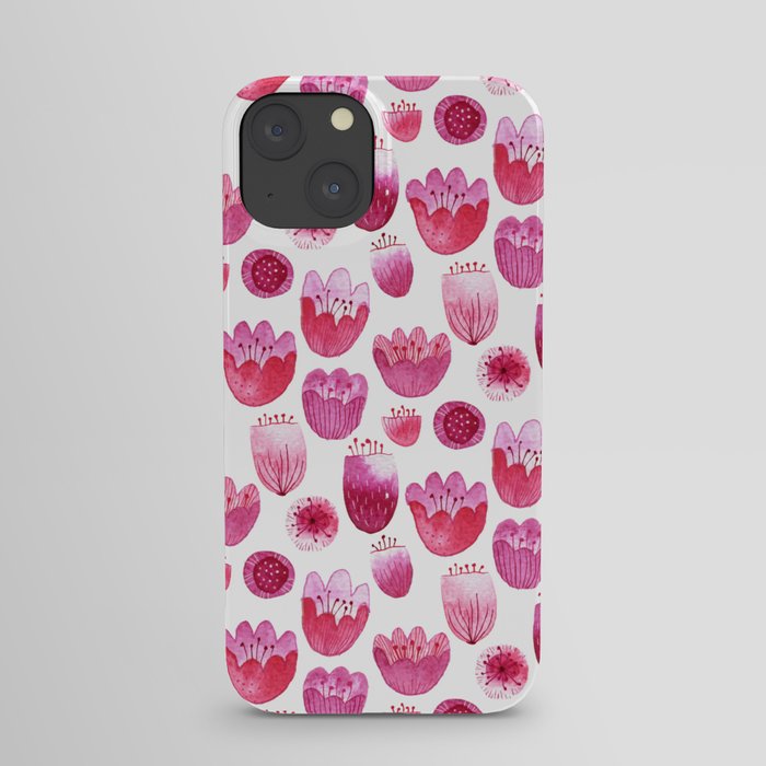Fancy Pink Watercolor Flowers iPhone Case