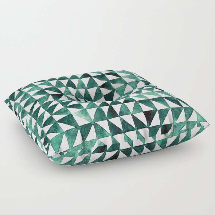 Triangle Grid green and black Floor Pillow