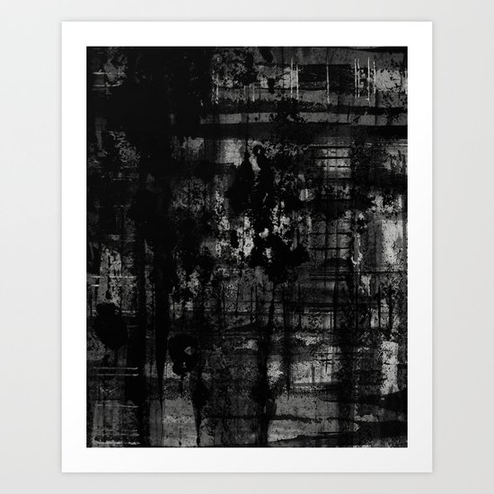 Into the Night - Black & White, textured abstract Art Print