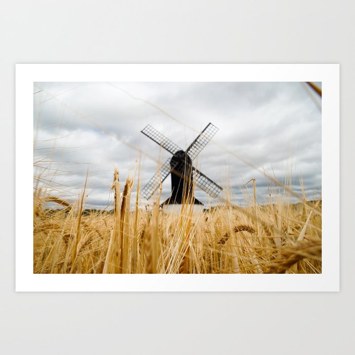 Windmill in the crops Art Print