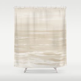 Coastal Waves 14 - Abstract Modern - Beige Cream White Greige Tan Sand Gray Shower Curtain