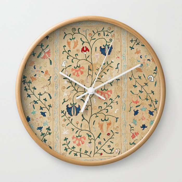 Uzbekistan Suzani Nim Print Wall Clock