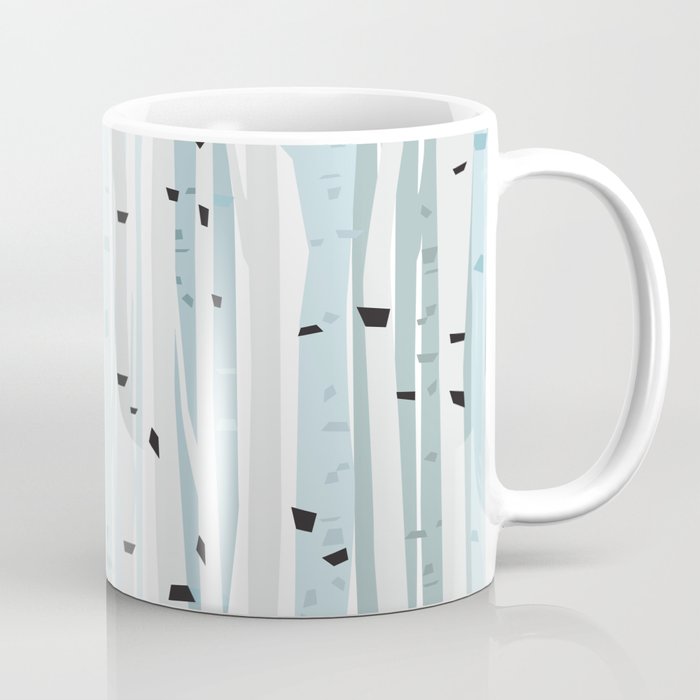 Birch forest background, birch forest pattern, trees in the morning forest Coffee Mug
