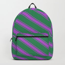 [ Thumbnail: Sea Green and Orchid Colored Lines/Stripes Pattern Backpack ]