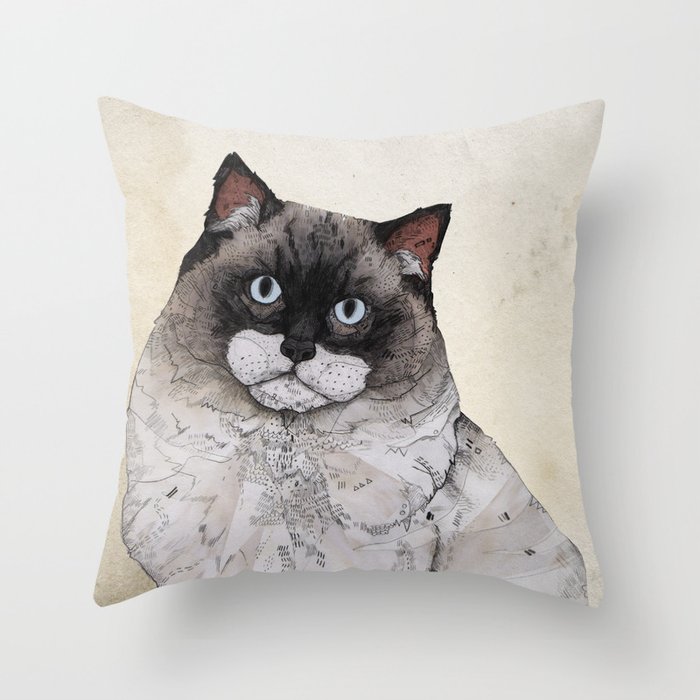 Mr. Ragdoll Cat Throw Pillow by Sandra Dieckmann | Society6