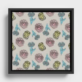 Pattern, Protea flower from Africa Framed Canvas