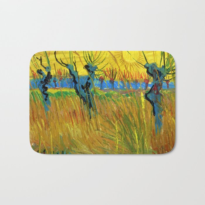 Vincent van Gogh "Pollard Willows With Setting Sun" Bath Mat