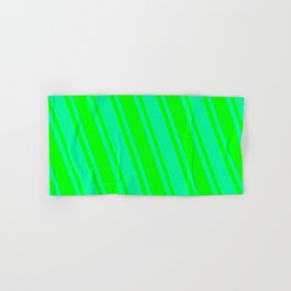 [ Thumbnail: Lime and Green Colored Lined Pattern Hand & Bath Towel ]