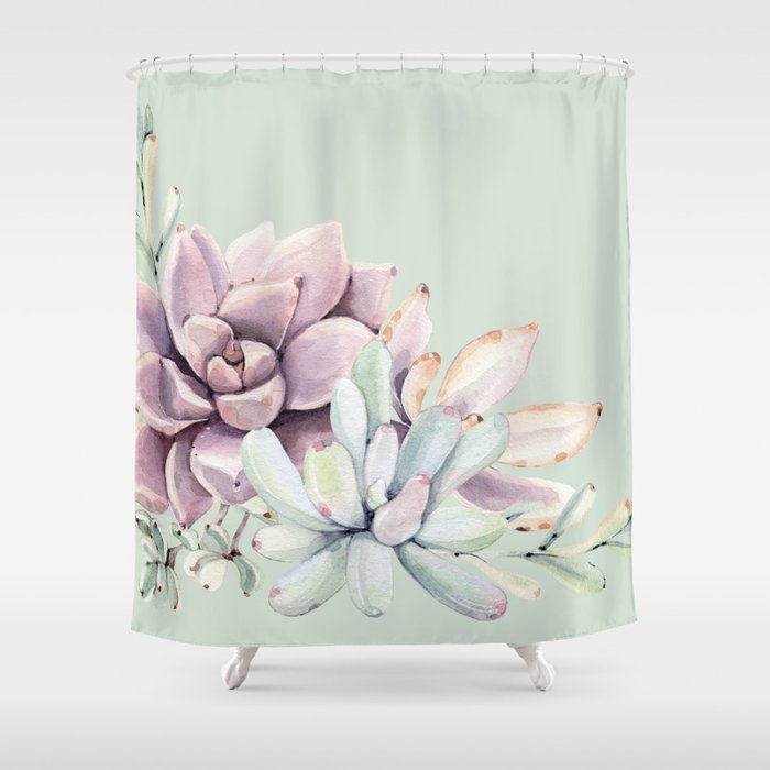 Beautiful Mint Succulents Shower Curtain