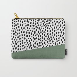 Dalmatian Spots with Sage Green Stripe Carry-All Pouch