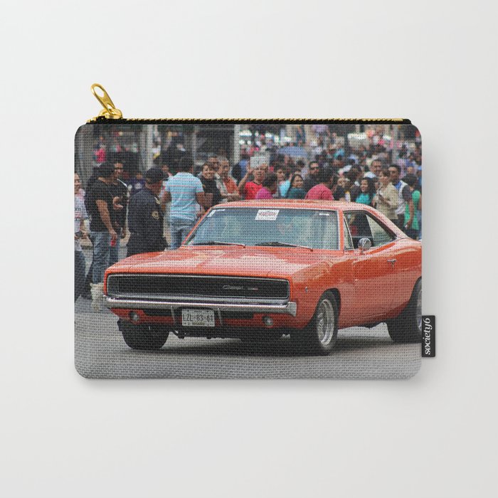 Hugger orange vintage Charger RT American muscle car automobile transportation color photograph - photography poster posters Carry-All Pouch