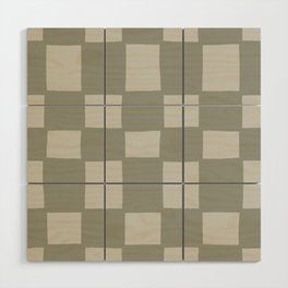 Tipsy checker in forest green Wood Wall Art