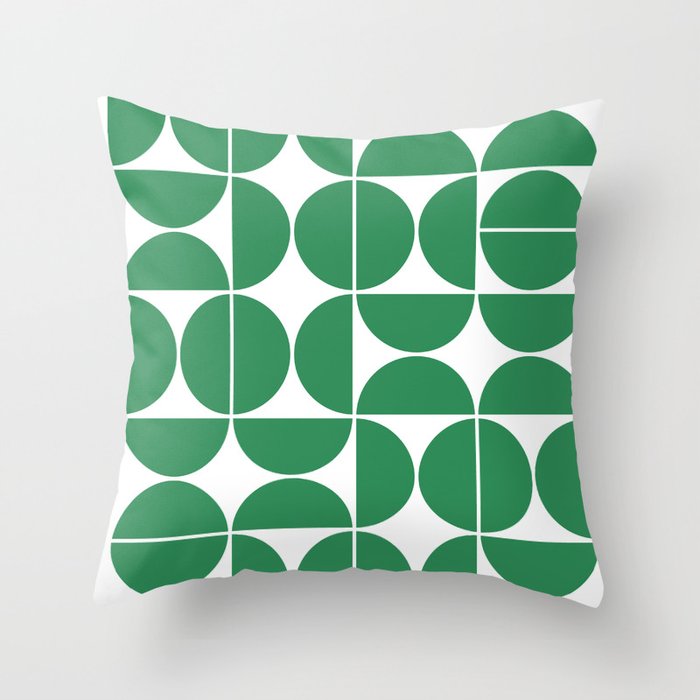 Mid Century Modern Geometric 04 Green Throw Pillow