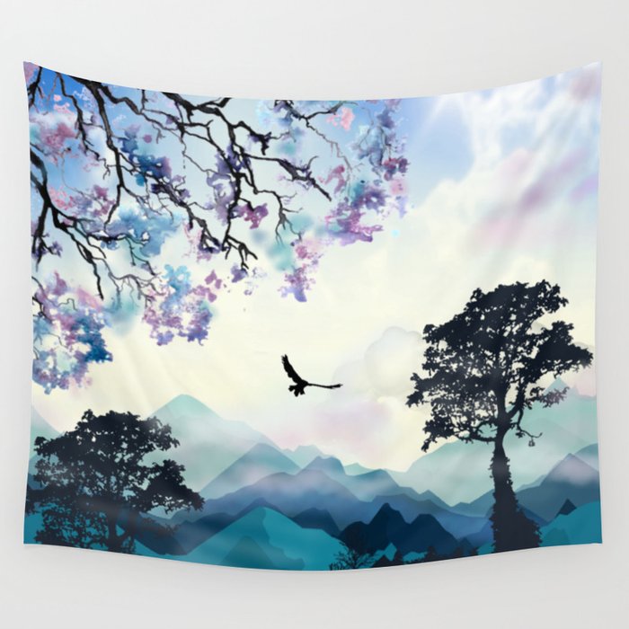 Mountain Scene Wall Tapestry by OBXLisaArt Society6
