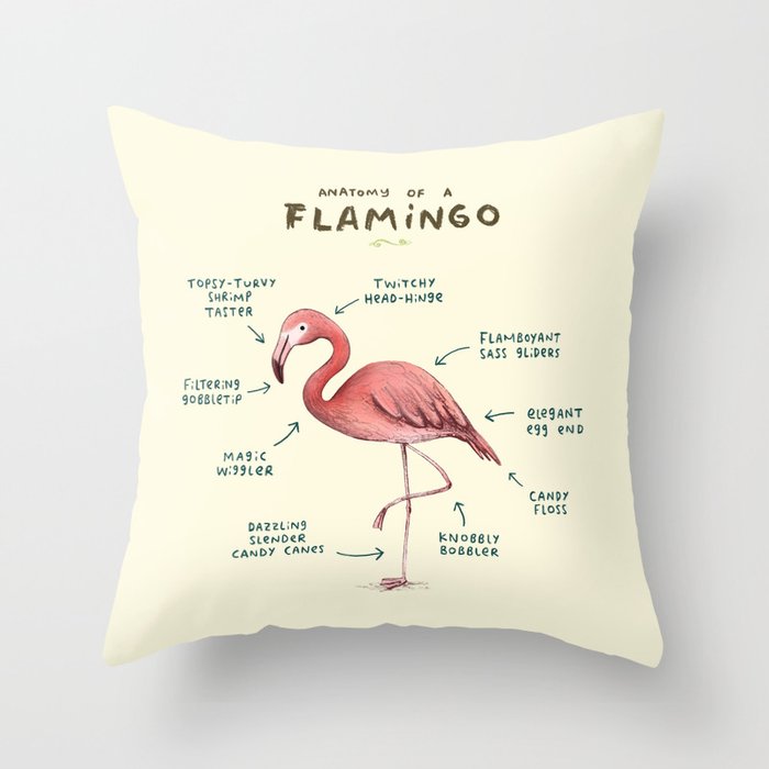 Anatomy of a Flamingo Throw Pillow