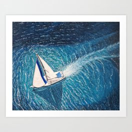 Sailing Away on the Big Blue Ocean Art Print