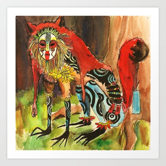 Fox Spirit Watercolor Art Print