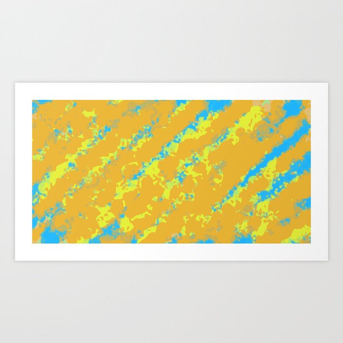 orange yellow and blue painting abstract background Art Print