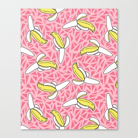 Low Down - banana memphis retro throwback vintage geometric neon pop art fruit summer spring Canvas Print