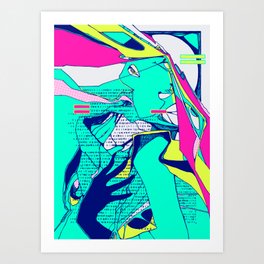 Sapid #8 Art Print | Digital Manipulation, Color, Digital, G0966, Abstract, Figure, Drawing, Ink 