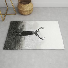 Horns Solo - Realistic Deer Drawing Area & Throw Rug