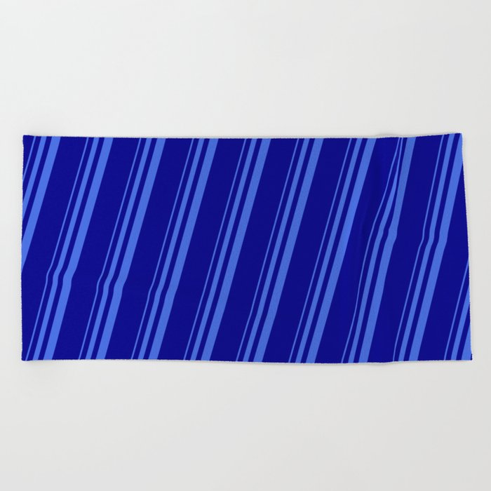 Royal Blue & Dark Blue Colored Striped Pattern Beach Towel