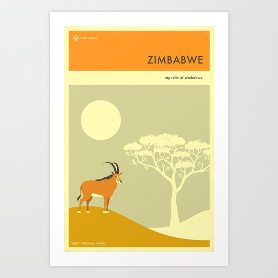 ZIMBABWE TRAVEL POSTER Art Print