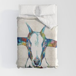 Colorful Goat Art - Colorful Ranch Farm Life - Sharon Cummings Duvet Cover