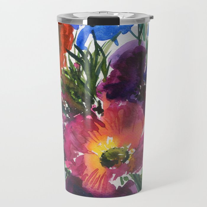 colorful bouquet: delphiniums Travel Mug