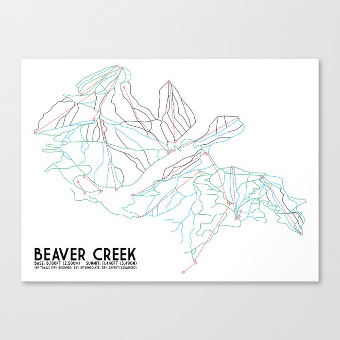 Beaver Creek, CO - Minimalist Trail Map Canvas Print