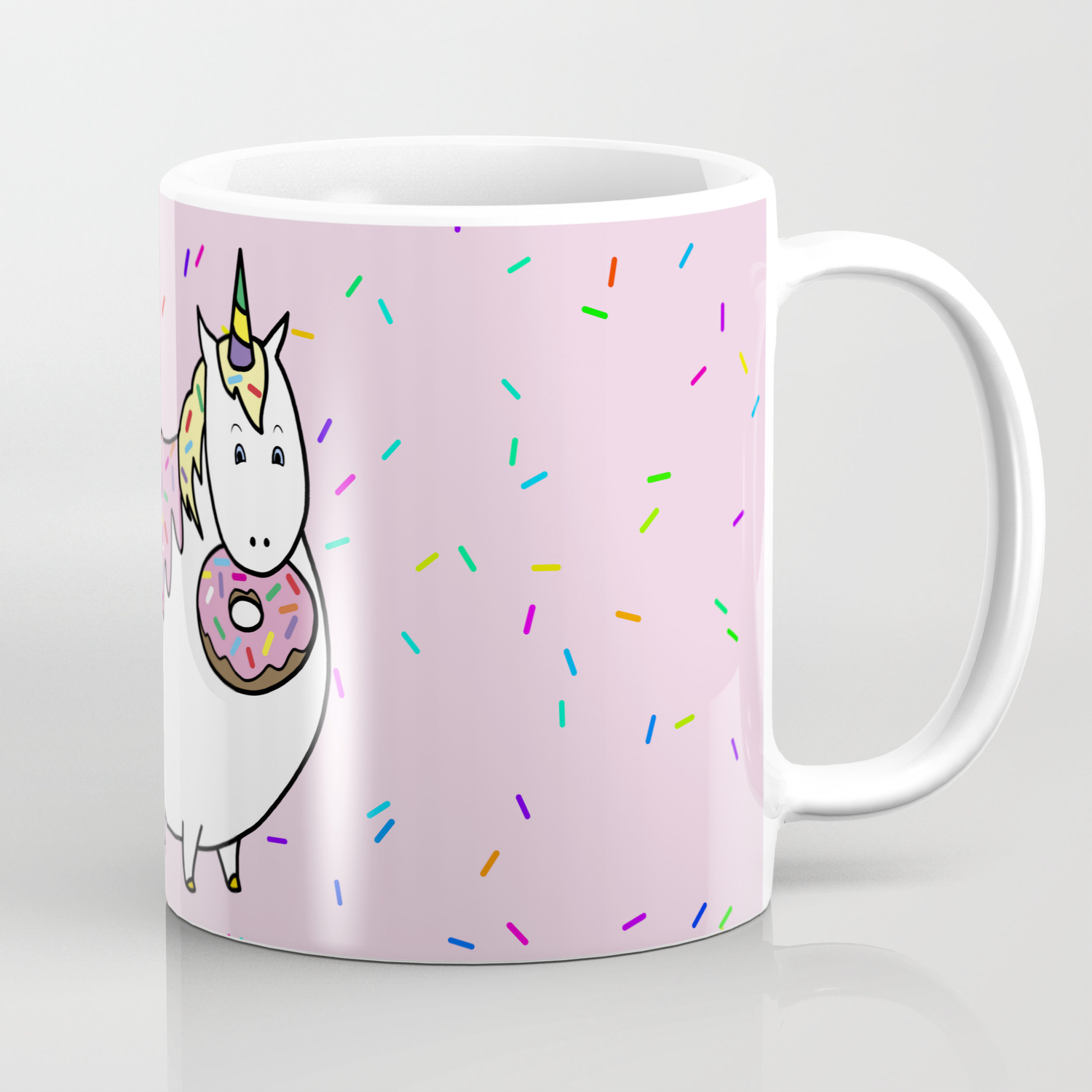 Chubby Unicorn With Colorful Doughnut Sprinkles Coffee Mug By
