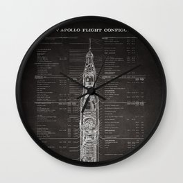 Apollo 11 Saturn V Blueprint in High Resolution (black) Wall Clock