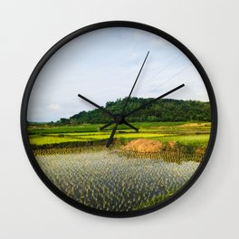 Green Rice Paddy Farm in Ilocos Sur Philippines Wall Clock